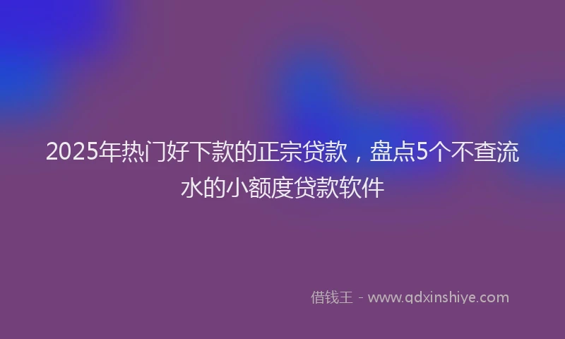 2025年热门好下款的正宗贷款，盘点5个不查流水的小额度贷款软件
