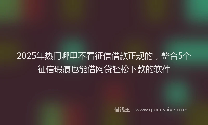 2025年热门哪里不看征信借款正规的，整合5个征信瑕疵也能借网贷轻松下款的软件