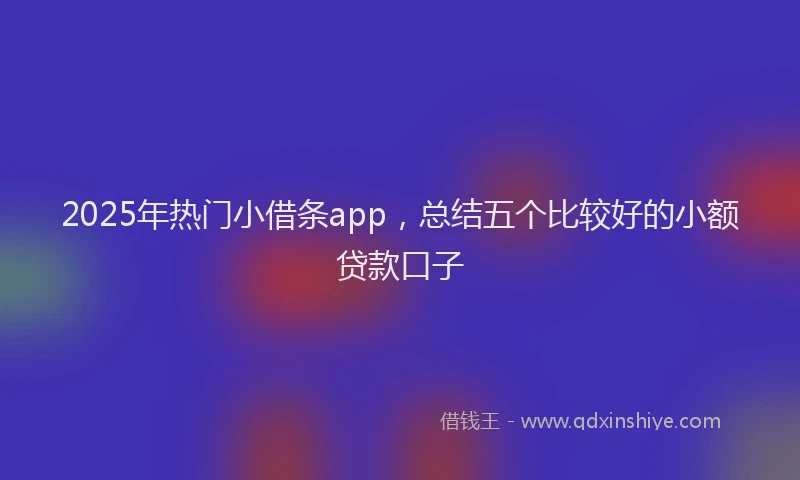 2025年热门小借条app，总结五个比较好的小额贷款口子