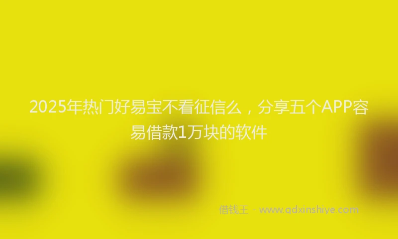 2025年热门好易宝不看征信么，分享五个APP容易借款1万块的软件