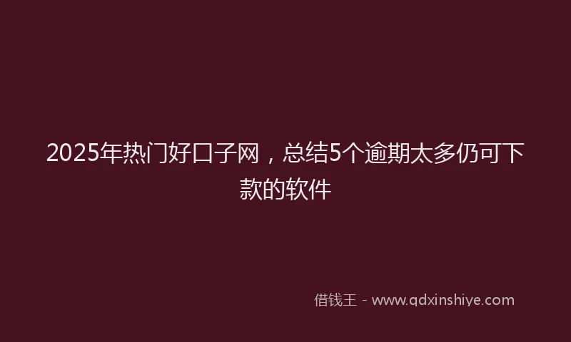 2025年热门好口子网，总结5个逾期太多仍可下款的软件