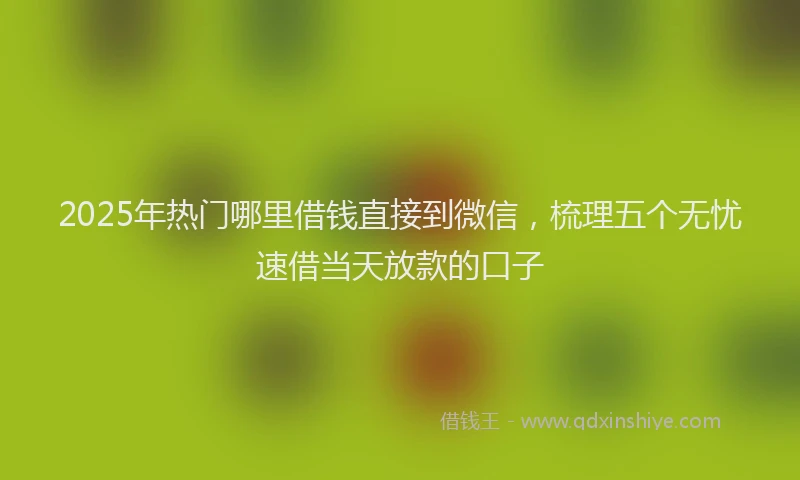 2025年热门哪里借钱直接到微信，梳理五个无忧速借当天放款的口子