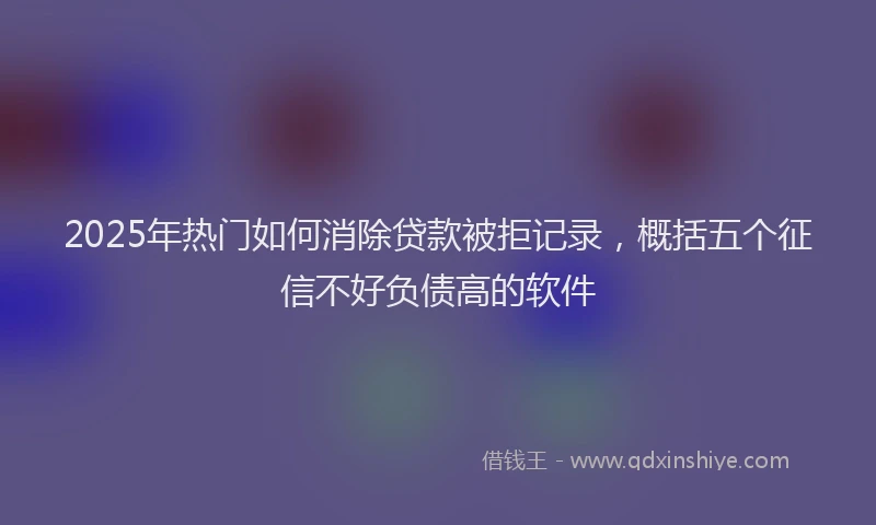 2025年热门如何消除贷款被拒记录，概括五个征信不好负债高的软件