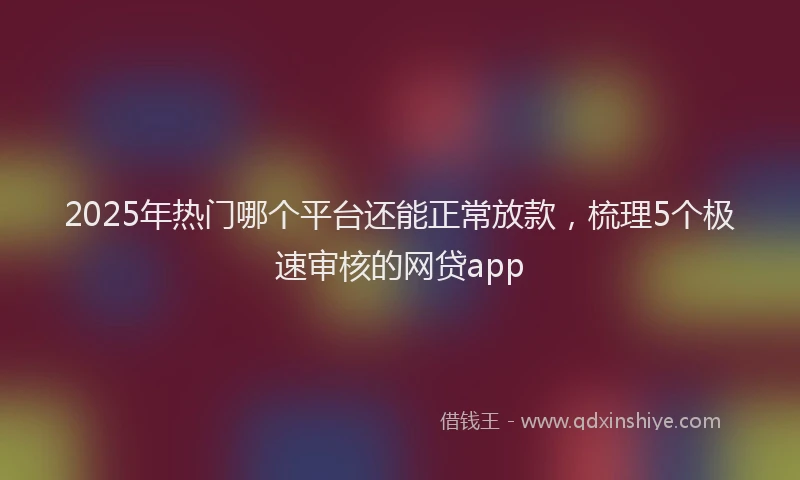 2025年热门哪个平台还能正常放款，梳理5个极速审核的网贷app