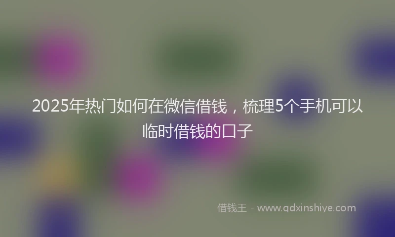 2025年热门如何在微信借钱，梳理5个手机可以临时借钱的口子