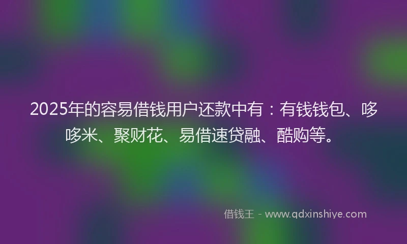 2025年的容易借钱用户还款中有：有钱钱包、哆哆米、聚财花、易借速贷融、酷购等。