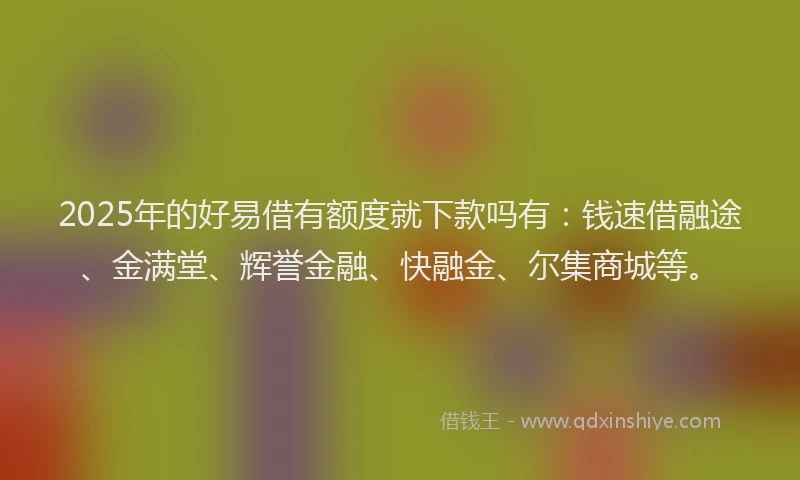 2025年的好易借有额度就下款吗有：钱速借融途、金满堂、辉誉金融、快融金、尔集商城等。