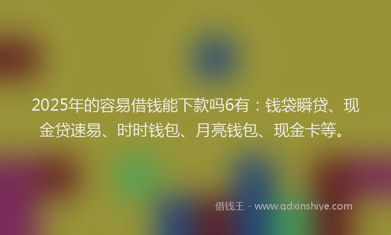 2025年的容易借钱能下款吗6有：钱袋瞬贷、现金贷速易、时时钱包、月亮钱包、现金卡等。