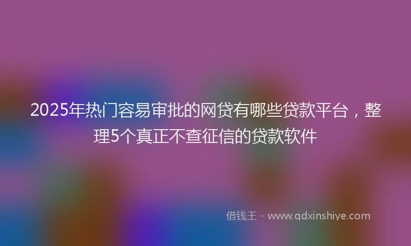 2025年热门容易审批的网贷有哪些贷款平台，整理5个真正不查征信的贷款软件