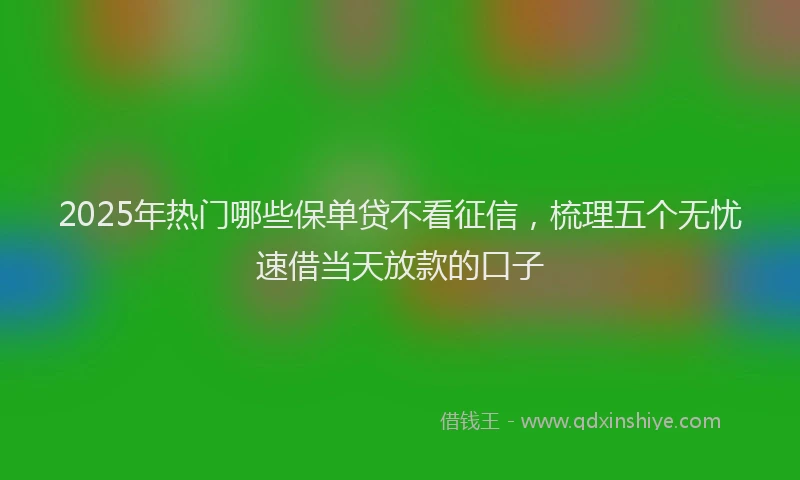 2025年热门哪些保单贷不看征信，梳理五个无忧速借当天放款的口子