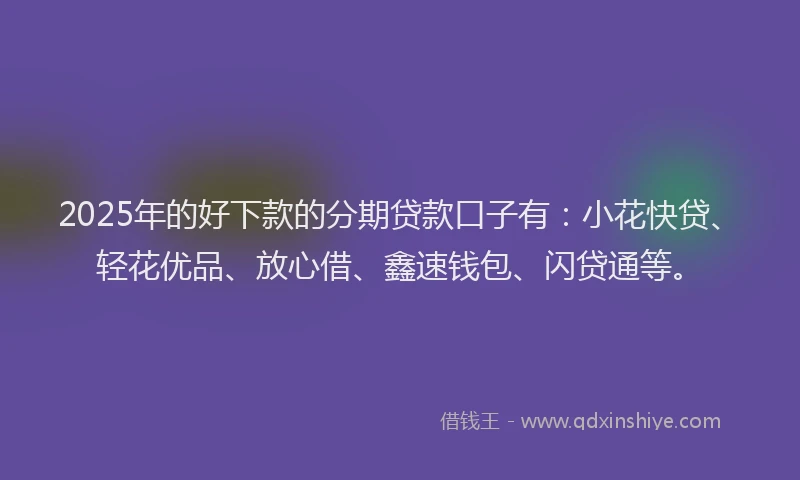 2025年的好下款的分期贷款口子有：小花快贷、轻花优品、放心借、鑫速钱包、闪贷通等。