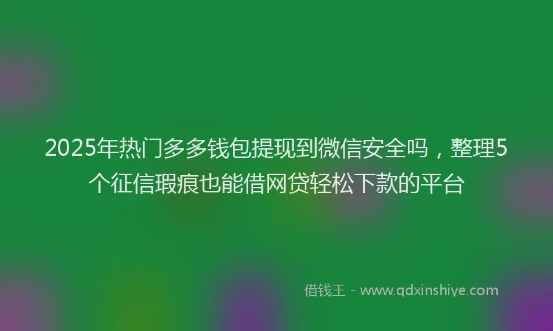 2025年热门多多钱包提现到微信安全吗，整理5个征信瑕疵也能借网贷轻松下款的平台