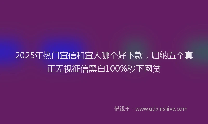 2025年热门宜信和宜人哪个好下款,归纳五个真正无视征信黑白100%秒下网贷