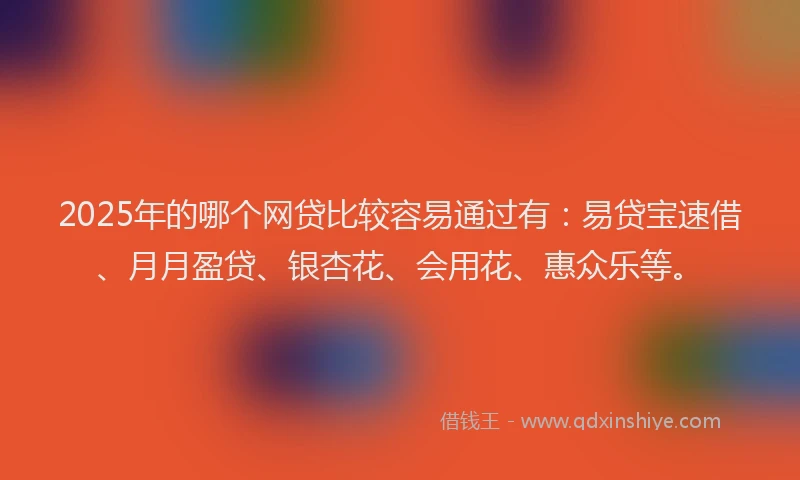 2025年的哪个网贷比较容易通过有：易贷宝速借、月月盈贷、银杏花、会用花、惠众乐等。