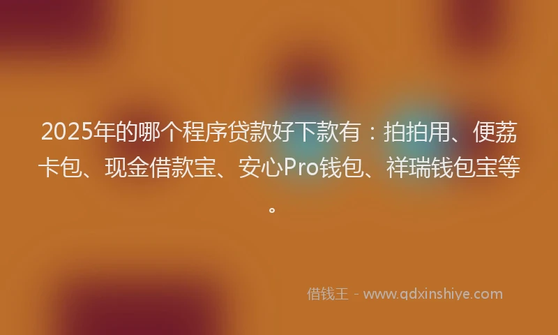 2025年的哪个程序贷款好下款有：拍拍用、便荔卡包、现金借款宝、安心Pro钱包、祥瑞钱包宝等。