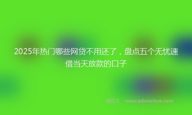 2025年热门哪些网贷不用还了，盘点五个无忧速借当天放款的口子