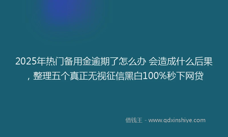 2025年热门备用金逾期了怎么办 会造成什么后果，整理五个真正无视征信黑白100%秒下网贷