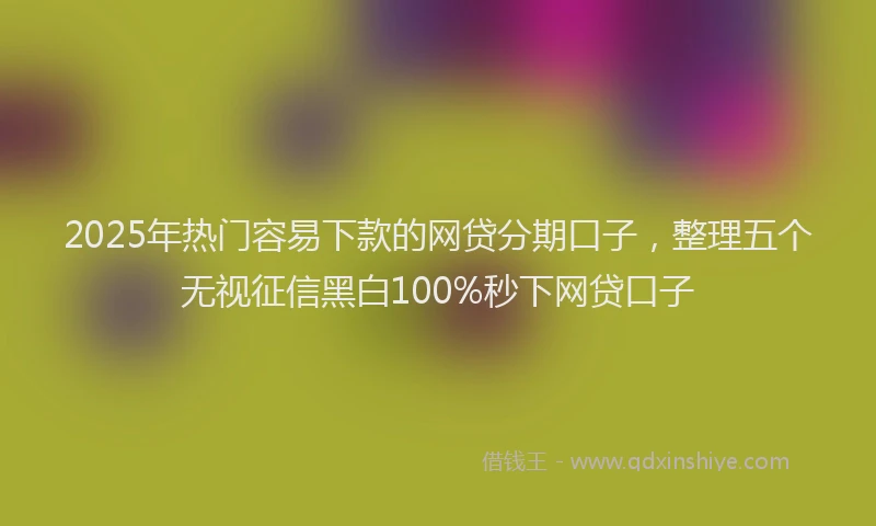 2025年热门容易下款的网贷分期口子，整理五个无视征信黑白100%秒下网贷口子