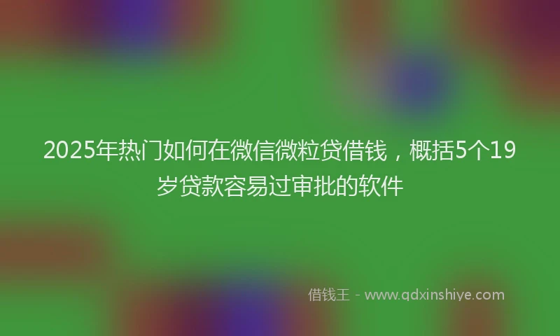 2025年热门如何在微信微粒贷借钱，概括5个19岁贷款容易过审批的软件
