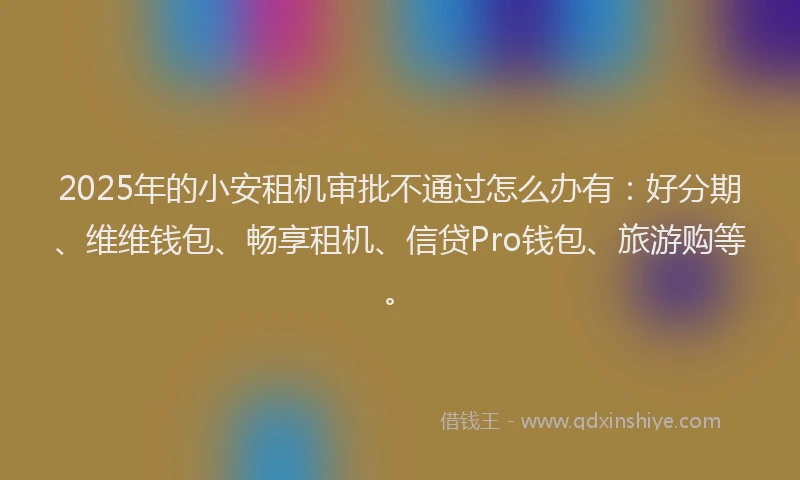 2025年的小安租机审批不通过怎么办有：好分期、维维钱包、畅享租机、信贷Pro钱包、旅游购等。