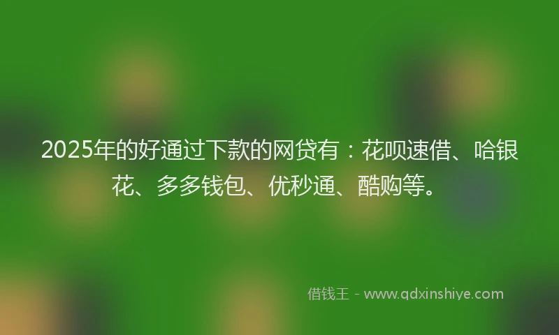 2025年的好通过下款的网贷有：花呗速借、哈银花、多多钱包、优秒通、酷购等。