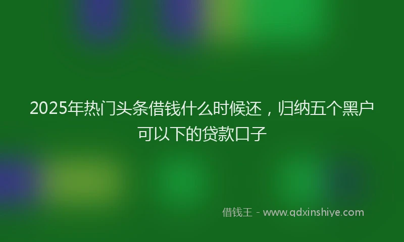 2025年热门头条借钱什么时候还，归纳五个黑户可以下的贷款口子