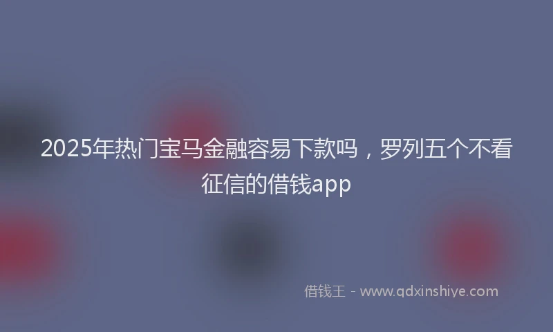 2025年热门宝马金融容易下款吗，罗列五个不看征信的借钱app