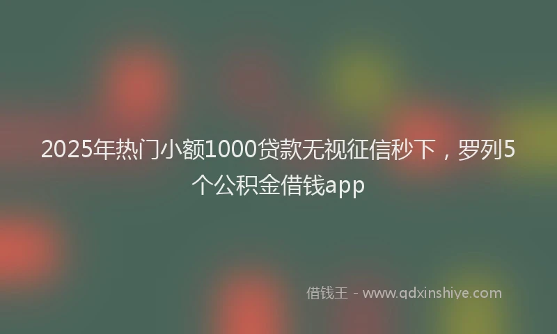 2025年热门小额1000贷款无视征信秒下，罗列5个公积金借钱app
