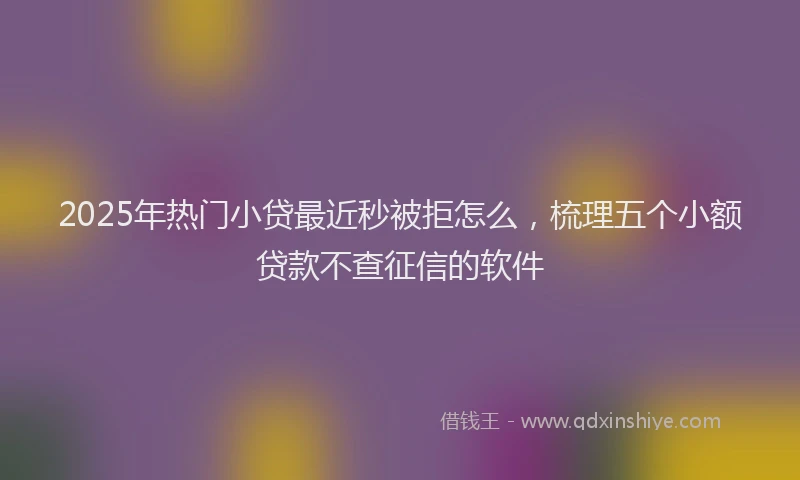 2025年热门小贷最近秒被拒怎么，梳理五个小额贷款不查征信的软件