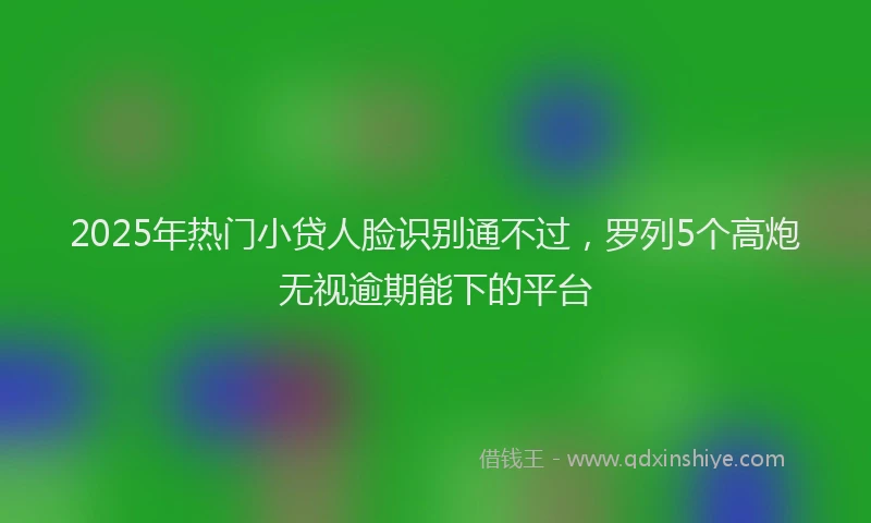 2025年热门小贷人脸识别通不过，罗列5个高炮无视逾期能下的平台