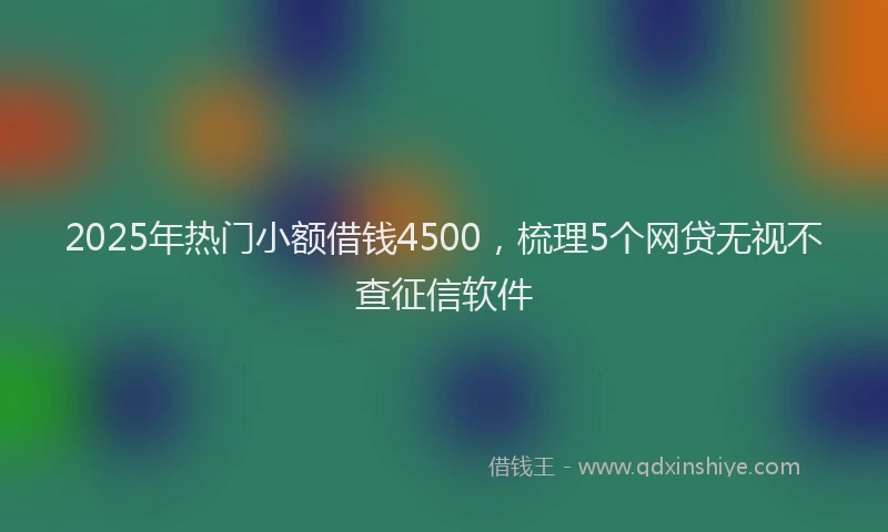 2025年热门小额借钱4500，梳理5个网贷无视不查征信软件