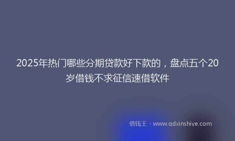 2025年热门哪些分期贷款好下款的，盘点五个20岁借钱不求征信速借软件