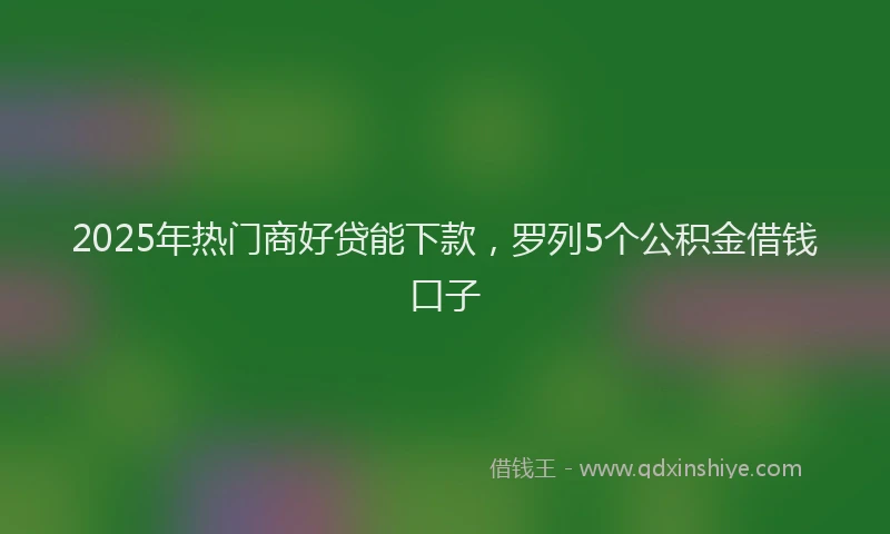 2025年热门商好贷能下款，罗列5个公积金借钱口子