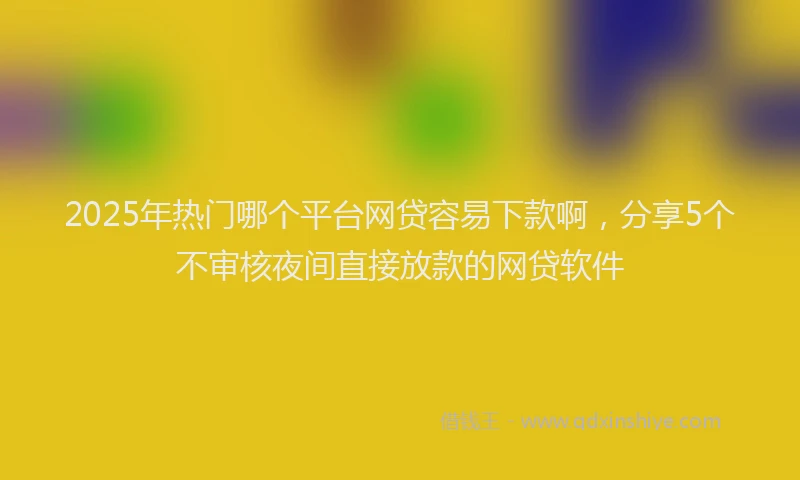2025年热门哪个平台网贷容易下款啊，分享5个不审核夜间直接放款的网贷软件