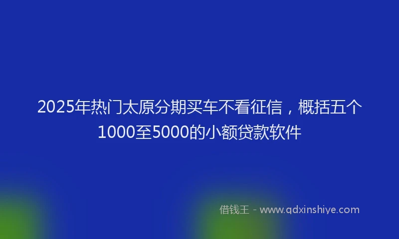 2025年热门太原分期买车不看征信，概括五个1000至5000的小额贷款软件