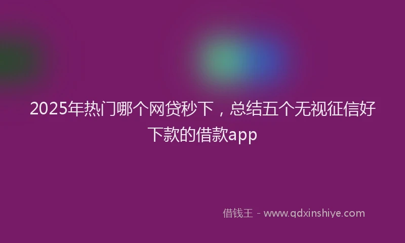 2025年热门哪个网贷秒下，总结五个无视征信好下款的借款app