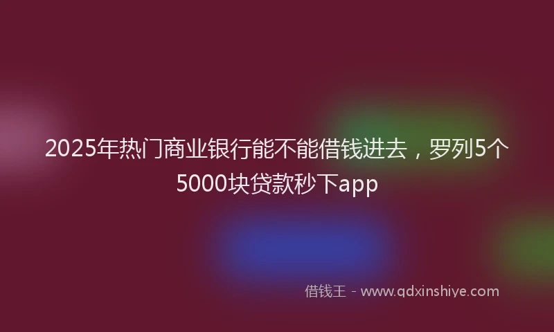 2025年热门商业银行能不能借钱进去，罗列5个5000块贷款秒下app