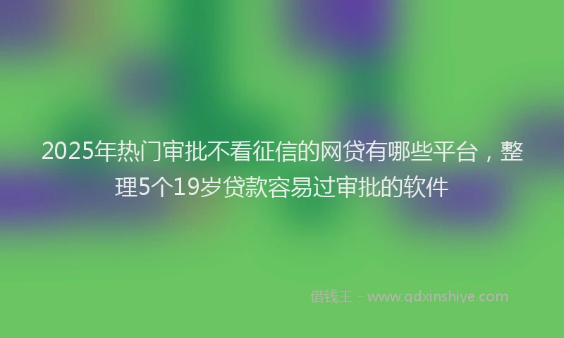 2025年热门审批不看征信的网贷有哪些平台，整理5个19岁贷款容易过审批的软件