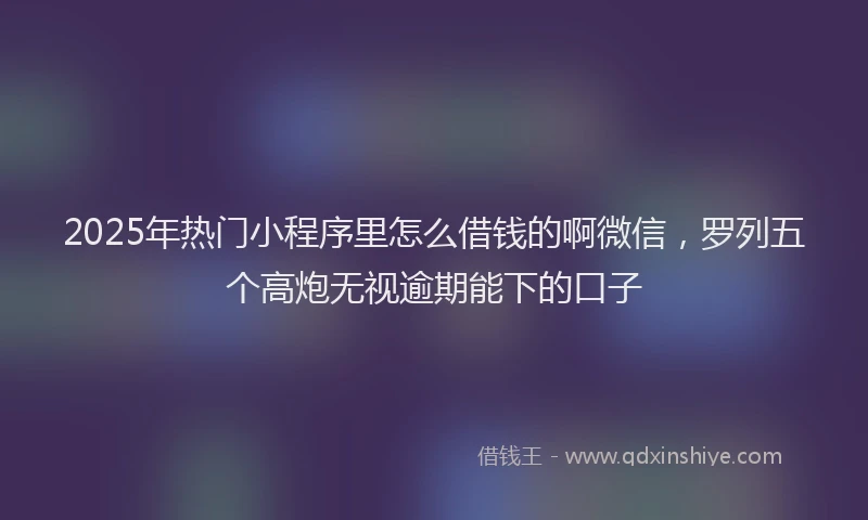 2025年热门小程序里怎么借钱的啊微信，罗列五个高炮无视逾期能下的口子