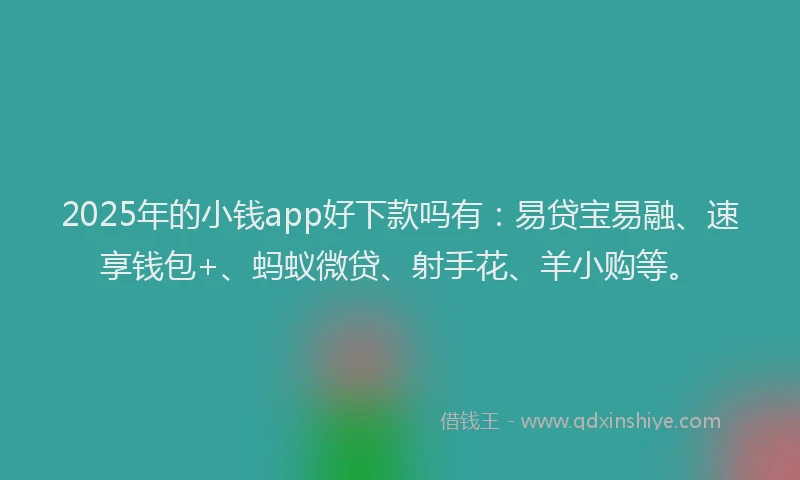 2025年的小钱app好下款吗有：易贷宝易融、速享钱包+、蚂蚁微贷、射手花、羊小购等。