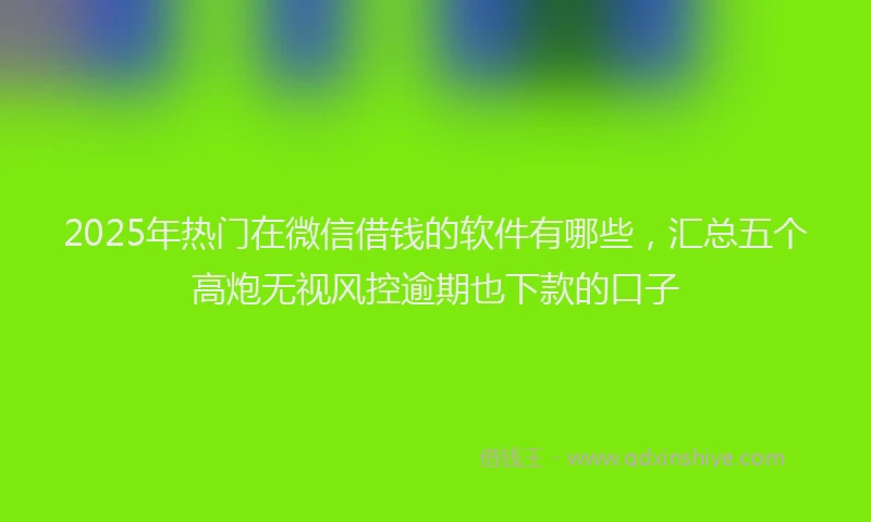 2025年热门在微信借钱的软件有哪些，汇总五个高炮无视风控逾期也下款的口子