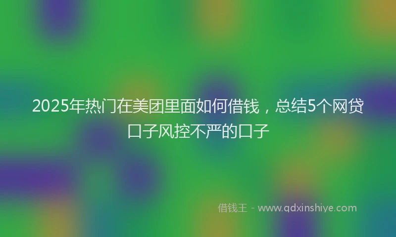 2025年热门在美团里面如何借钱，总结5个网贷口子风控不严的口子