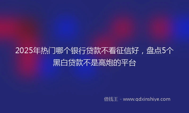 2025年热门哪个银行贷款不看征信好，盘点5个黑白贷款不是高炮的平台