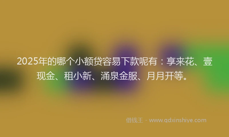 2025年的哪个小额贷容易下款呢有：享来花、壹现金、租小新、涌泉金服、月月开等。