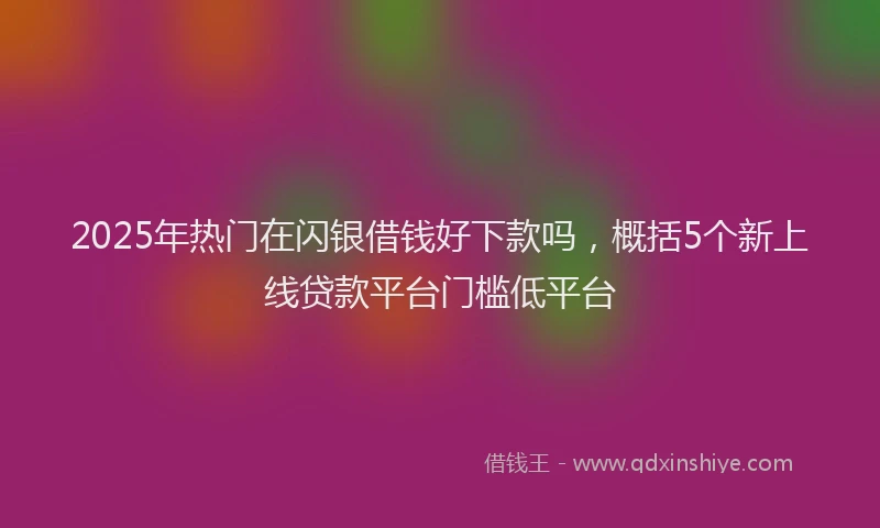 2025年热门在闪银借钱好下款吗，概括5个新上线贷款平台门槛低平台