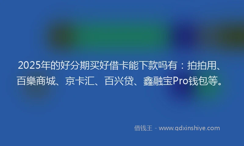 2025年的好分期买好借卡能下款吗有：拍拍用、百樂商城、京卡汇、百兴贷、鑫融宝Pro钱包等。