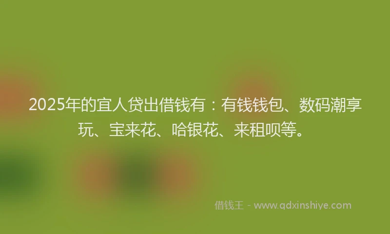 2025年的宜人贷出借钱有：有钱钱包、数码潮享玩、宝来花、哈银花、来租呗等。
