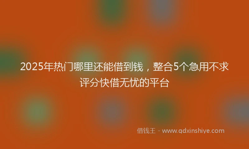 2025年热门哪里还能借到钱，整合5个急用不求评分快借无忧的平台
