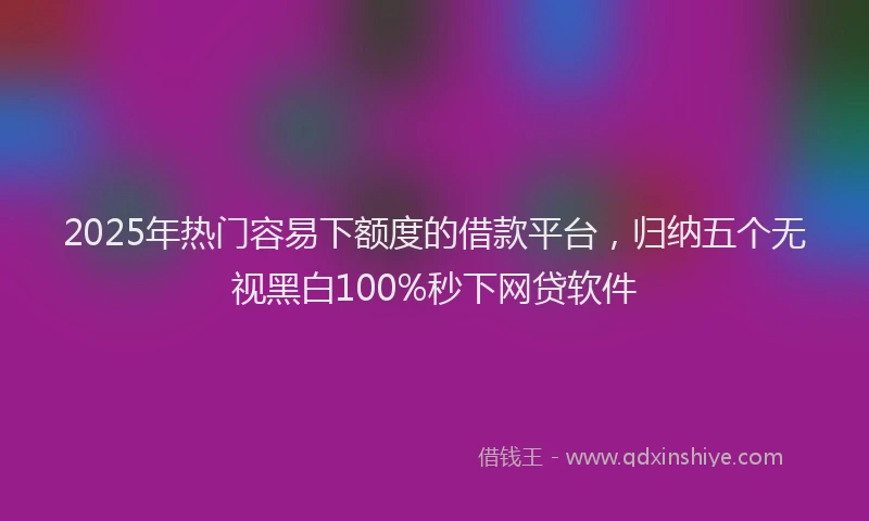 2025年热门容易下额度的借款平台，归纳五个无视黑白100%秒下网贷软件