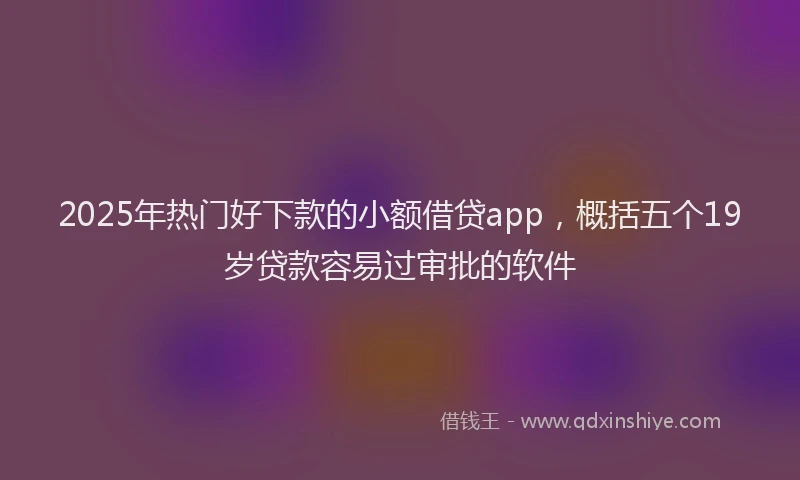 2025年热门好下款的小额借贷app，概括五个19岁贷款容易过审批的软件